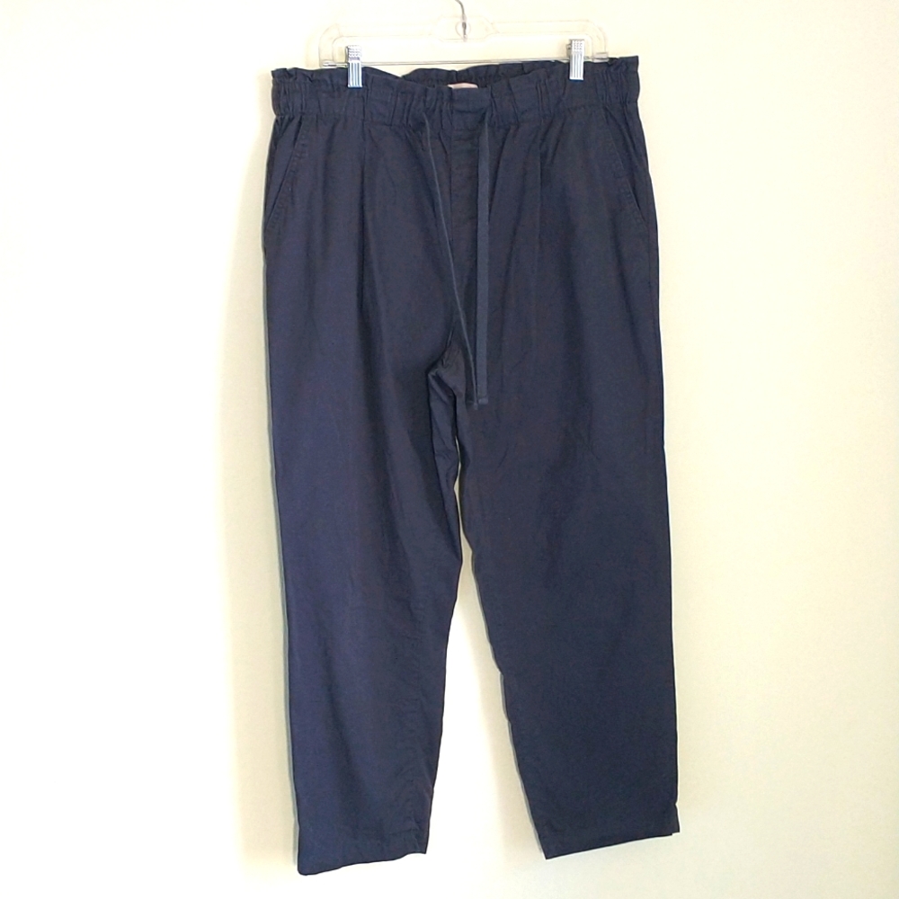 Loft Gray  Elastic & drawstring paperbag waist pants sz L